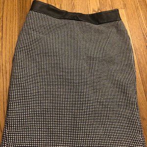 Black and White pencil skirt with leather waist